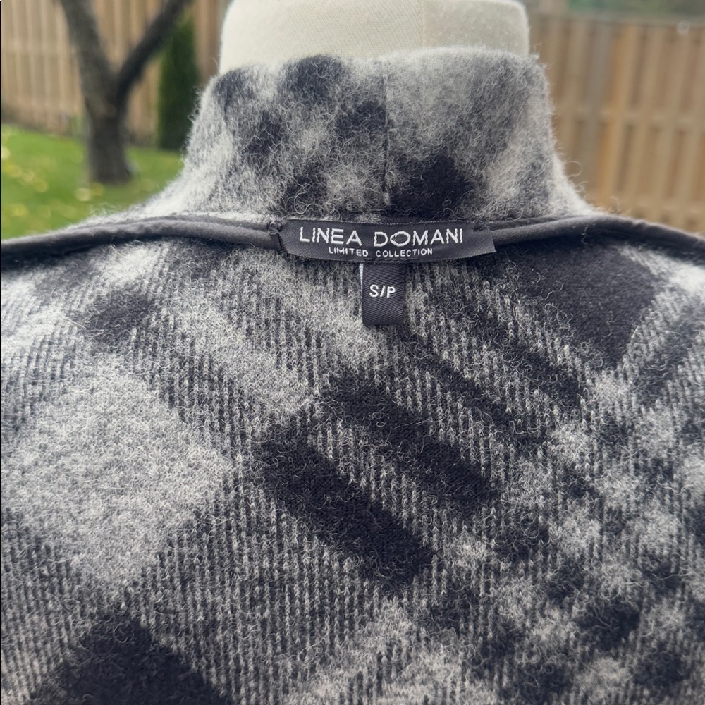 🧥 Cozy Oversized Plaid Wool-Blend Jacket Quiet Luxury Minimalist Layering Coat M - Picture 9 of 9